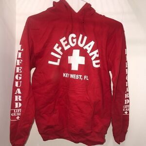 LIFEGUARD HOODIE by Popularity products.com. Red/white. Size S Key West